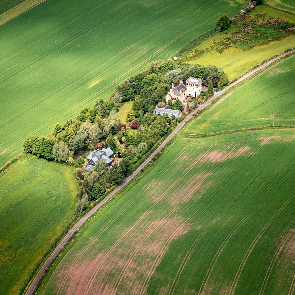 View of Scottish Castle from the air